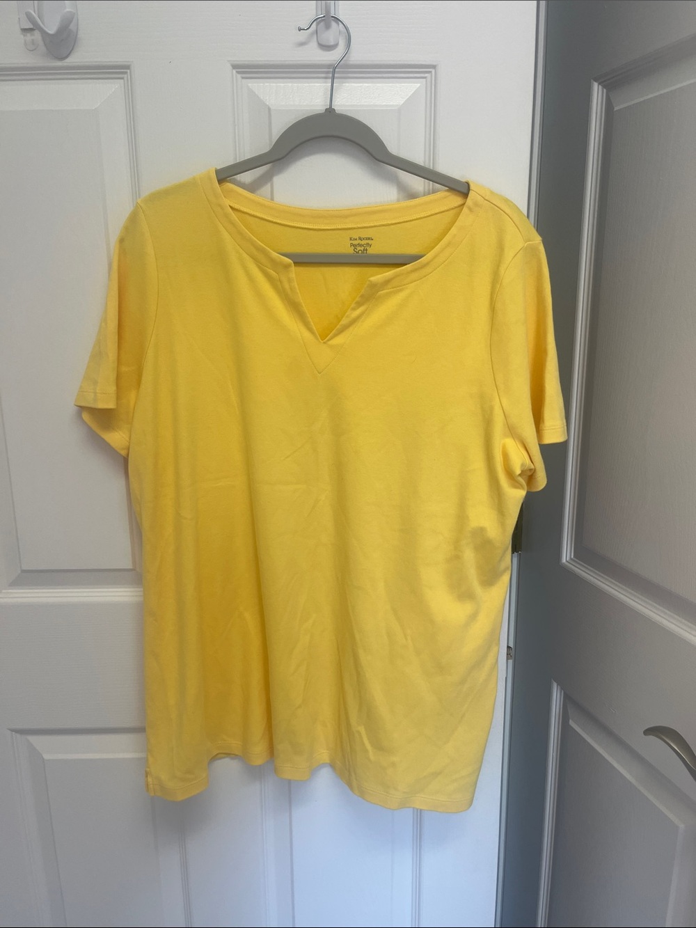 Kim Rogers Bright Yellow V-Notch Short Sleeve Tee
